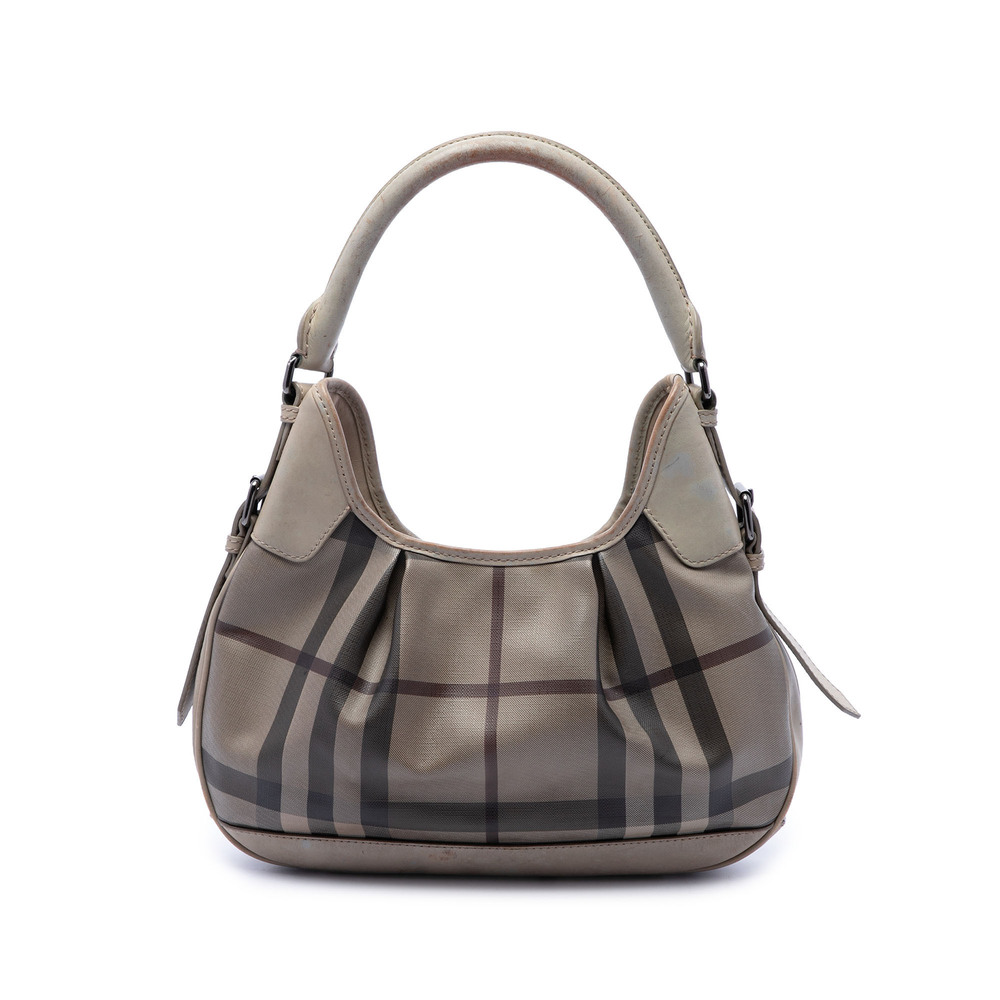 Pre-Loved Burberry Smoke Check Coated Canvas Brooklyn Hobo